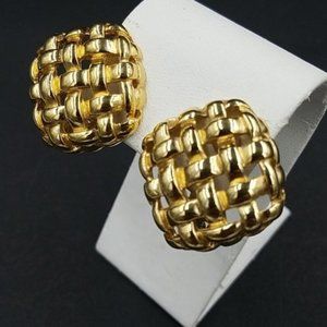Classic Vintage Givenchy Basket Weave Clip Earrings